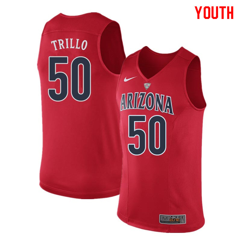 Youth Arizona Wildcats #50 Tyler Trillo College Basketball Jerseys Sale-Red